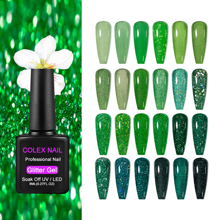8ml Green Glitter Gel Poloniarra