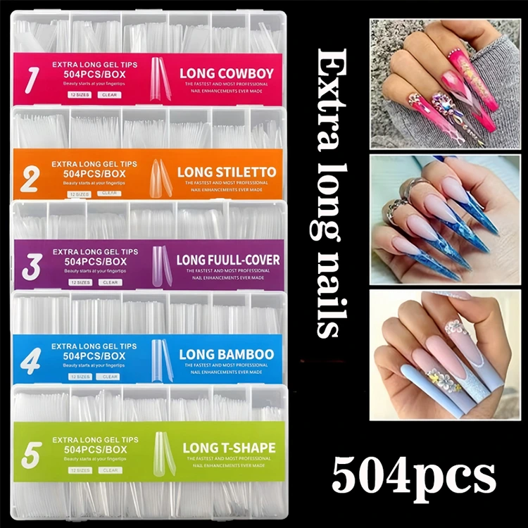 Gel luzeko aholku gehigarriak - 504pcs