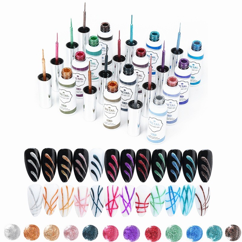 Metalezko gel liner iltze arte multzoa