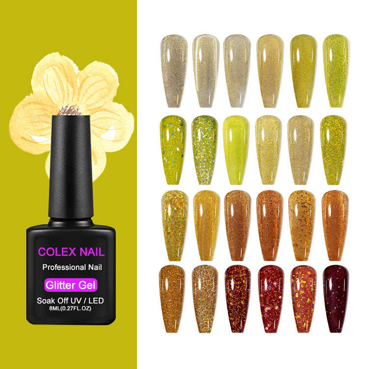 Laranja horia glitter gel poloniar multzoa
